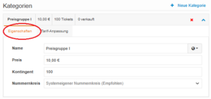 Eigenschaften von Preiskategorien